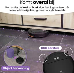 Hendriqs® Robotstofzuiger met Dweilfunctie en Laadstation - Geschikt voor Huisdieren - Tot 243 Minuten Accuduur & Krachtige Zuigkracht - Elektrische Stofzuiger Robot - Dweilrobot - Vacuum Cleaner — thumbnail 12