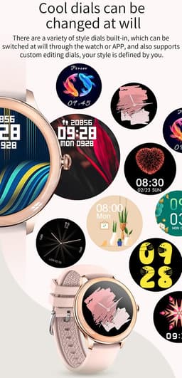 Darenci Smartwatch Flair Pro  - Smartwatch dames -Smartwatch heren -Activity Tracker- Touchscreen -Bluetooth bellen -Met extra bandje -Horloge -Stappenteller -Bloeddrukmeter -Verbrande calorieën -Zuurstofmeter -Spatwaterdicht -Roségoud/Roze — thumbnail 11