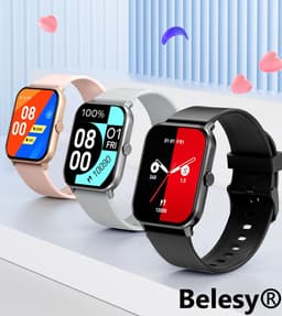 Belesy® KALMIA - Smartwatch Heren – Smartwatch Dames - Horloge – Stappenteller – Calorieën - Hartslag – Sporten - Je eigen foto als wijzerplaat - Kleurenscherm - Full Touch - Splitscreen– Silicone – Zwart - Moederdag — thumbnail 10