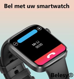 Belesy® DATURA - Smartwatch Heren – Smartwatch Dames - Horloge – Stappenteller – Calorieën - Hartslag – Sporten – Bel functie - Je eigen foto als wijzerplaat - Kleurenscherm - Full Touch – Goud – Milanees - Moederdag — thumbnail 11