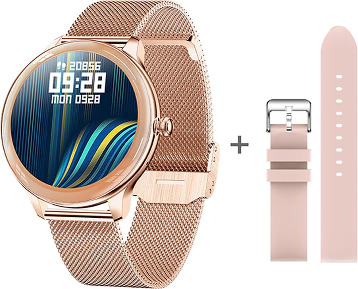 Darenci Smartwatch Flair Pro  - Smartwatch dames -Smartwatch heren -Activity Tracker- Touchscreen -Bluetooth bellen -Met extra bandje -Horloge -Stappenteller -Bloeddrukmeter -Verbrande calorieën -Zuurstofmeter -Spatwaterdicht -Roségoud/Roze — afbeelding 1