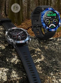 WizBay Premium Select® 1.39inch Sport Smartwatch Dames Heren TFT - Android en iOS - Bellen - Magnetic Laden - Slaap Hart Monitor - O2 Bloeddrukmeter - Sport Modi - Message - Smartwatches - Allu Mat Zwarte Case Blauwe Allu Rim - Zwarte TPU Band — thumbnail 7