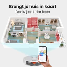 Auronic Robotstofzuiger - Met Dweilfunctie - WiFi en App - Laadstation - Huisdieren - Dweilrobot - Laser Navigatie - Wit — thumbnail 8