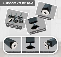 WassiStand Wasmachine Verhoger met Anti-Slip & Grip – Wasmachine Kast en Ombouw – Verhoging voor Wasmachine, Vaatwasser, Koelkast, Vriezer en Droger – Witgoed Verhoger Inclusief 6 Dempers – Roestvrij – Maximaal 750 kg – 122x61x34cm - Grijs — thumbnail 9