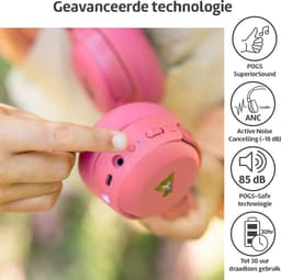 POGS - The Turtle - Draadloze over-ear koptelefoon met Noise Cancelling - Bluetooth - Veilige volumebegrenzing - Duurzaam - Gratis app voor extra functies - rRoze — thumbnail 4