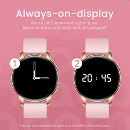Maoo Ventura AMOLED Smartwatch Dames - RVS en 4x Siliconen Bandje - Stappenteller - Hartslagmeter - Slaapmonitor - Multisport - Geschikt voor Android en iOS - Rosé Goud en Roze — thumbnail 10