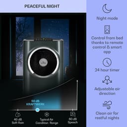 Klarstein mobiele airconditioner, 5-in-1 airconditioner, ventilator, luchtontvochtiger, luchtreiniger & nachtmodus, app-bediening, vlakke airconditioner met luchtafvoerslang, airconditioner, 11.500 BTU, antraciet,3 kW voor 51 m² 50 dB — thumbnail 8