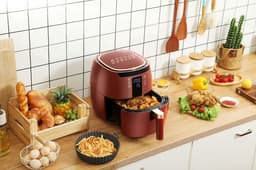 Swiss Pro+ - SP-DAF7LR - airfryer XXXL - Intelligente Heteluchtfriteuse Digitaal- 7 L - XXXL - New Model 2026 - GRATIS Recepten Boek - Touchscreen - TURBO Opwarmen - Rood - 7 liter — thumbnail 11