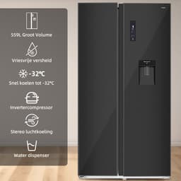 CHiQ FSS559NEI42D - Amerikaanse koelkast - 559 Liter - No Frost - 5.5 L Waterdispenser - Digitaal LED Display - Inverter Compressor - Snelvriezen tot -32℃ - 12 jaar garantie op compressor — thumbnail 3