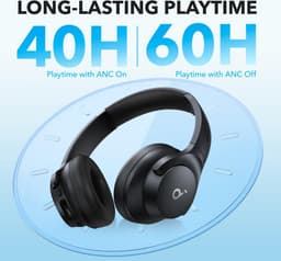 soundcore van Anker Q20i-hoofdtelefoon met hybride actieve ruisonderdrukking, bluetoothoordoppen, speelduur van 40 u, Hi-Res Audio, veel bas, appinstellingen, transparantiemodus, ideaal voor op reis — thumbnail 4