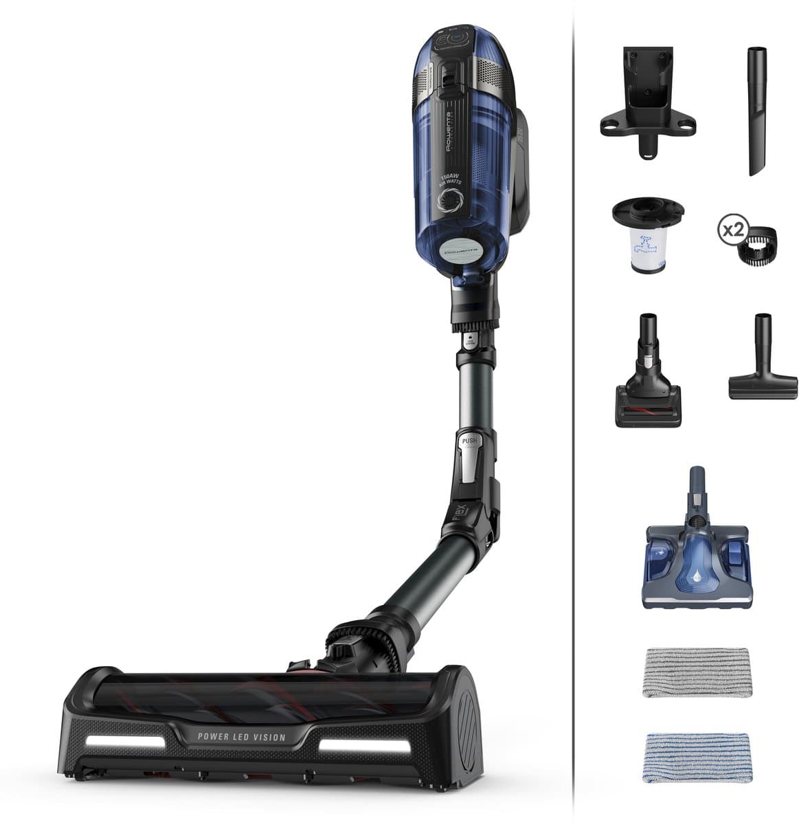 Rowenta X-Force Flex 12.60 RH98C8 - Steelstofzuiger - Draadloos - Met Dweilfunctie - Flexibele Buis - 150 Airwatt - 45 min. gebruikstijd - LED verlichting zuigmond — afbeelding 1
