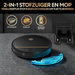 AG6100 Robotstofzuiger met Dweilfunctie - 120minuten - Met Oplaadstation - Robotstofzuigers - Huisdieren - met Dweil - Luxe Robotstofzuiger - Dweilrobot - Automatisch opladen - App of afstandsbediening te gebruiken - 2500Mah - Stripe Design — thumbnail 3