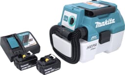 Makita DVC 750 LRT accustofzuiger LXT 18 V 67 mbar 7,5 l borstelloos + 2x accu 5,0 Ah + oplader — thumbnail 2
