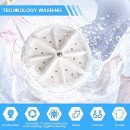 Mini Wasmachine - 2kg Wascapaciteit - Draagbare Wasmachine - Kleine Wasmachine - Draagbare Mini-Turbo Wasmachine - Handwasmachine - Draagbare Wasmachine - Geschikt Voor Kleine Was - Wit — thumbnail 3