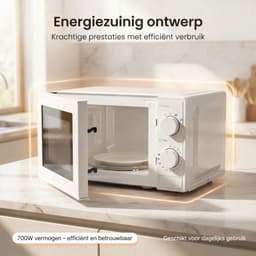 Magnetron – 20L – 1100W – 8 automatische kookprogramma's – 5 vermogensstanden – Digitale timer – Draaiplateau Ø255 mm – Wit — thumbnail 9