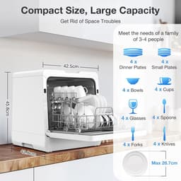 DIMICO - Slimme Aanrecht Vaatwasser met APP - Compacte Mini Dishwasher 5L Watertank - 8 Programma’s - Vrijstaand Tafelmodel — thumbnail 4