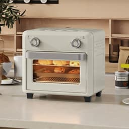 10L Mini Heteluchtoven & Airfryer, 1000W met Timer, voor Frituren, Grillen & Bakken, Vaatwasserbestendig, Crèmewit — thumbnail 5