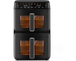 Saikefy Airfryer XXL - 11 Liter - Gestapelde Lades - 11 Programma's - Airfryer met Intelligent Touchbediening - Heteluchtfriteuse - Inclusief 4 handige accessoires
