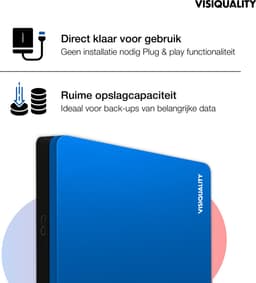 VisiQuality High-Speed Externe Harde Schijf 750 GB - Draagbare Harde Schijf USB 3.0 - Voor Windows & Mac - Xbox & PS4 games - Compact - Blauw — thumbnail 2