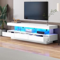 Tv-kast Hoogglans - Media Meubel - Entertainment Opslag - App Bedienbare LED - 160x38x50.5 cm - Wit — thumbnail 4