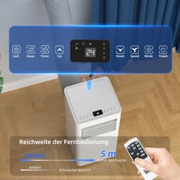4-in-1 Mobiele Airco - Draagbare Airconditioner - 4-in-1 Koelen, Ontvochtiger, Ventilator & Slaapstand - 9000 BTU - voor 15-28 m² - met Afstandsbediening, Wasbaar Filter, LED-display & 24-uurs Timer - Wit — thumbnail 7