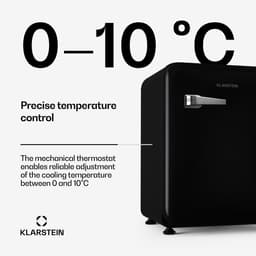 Klarstein Mini-Koelkast Audrey Evo 68L retro Mini koelkast - stil 40 dB, compact koelkast klein met verstelbare , omkeerbare deur, mechanisch Thermostaat, zwart, ideaal voor slaapkamer en kantoren - voor Hotelkamer voor Slaapkamer — thumbnail 5