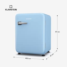 Klarstein Audrey Evo 68L Retro Mini Kühlschrank - Leise 40 dB, Kompakter Kühlschrank Klein mit Verstellbaren Füßen, Wendetür, Mechanischem Thermostat, Blau, Ideal für Schlafzimmer und Büros — thumbnail 5