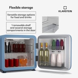 Klarstein Audrey Evo 43L minikoelkast - retro design, stil (40 dB), compacte koelkast met verstelbare pootjes en omkeerbare deur, mechanische thermostaat, wit, ideaal voor slaapkamers en kantoren — thumbnail 9