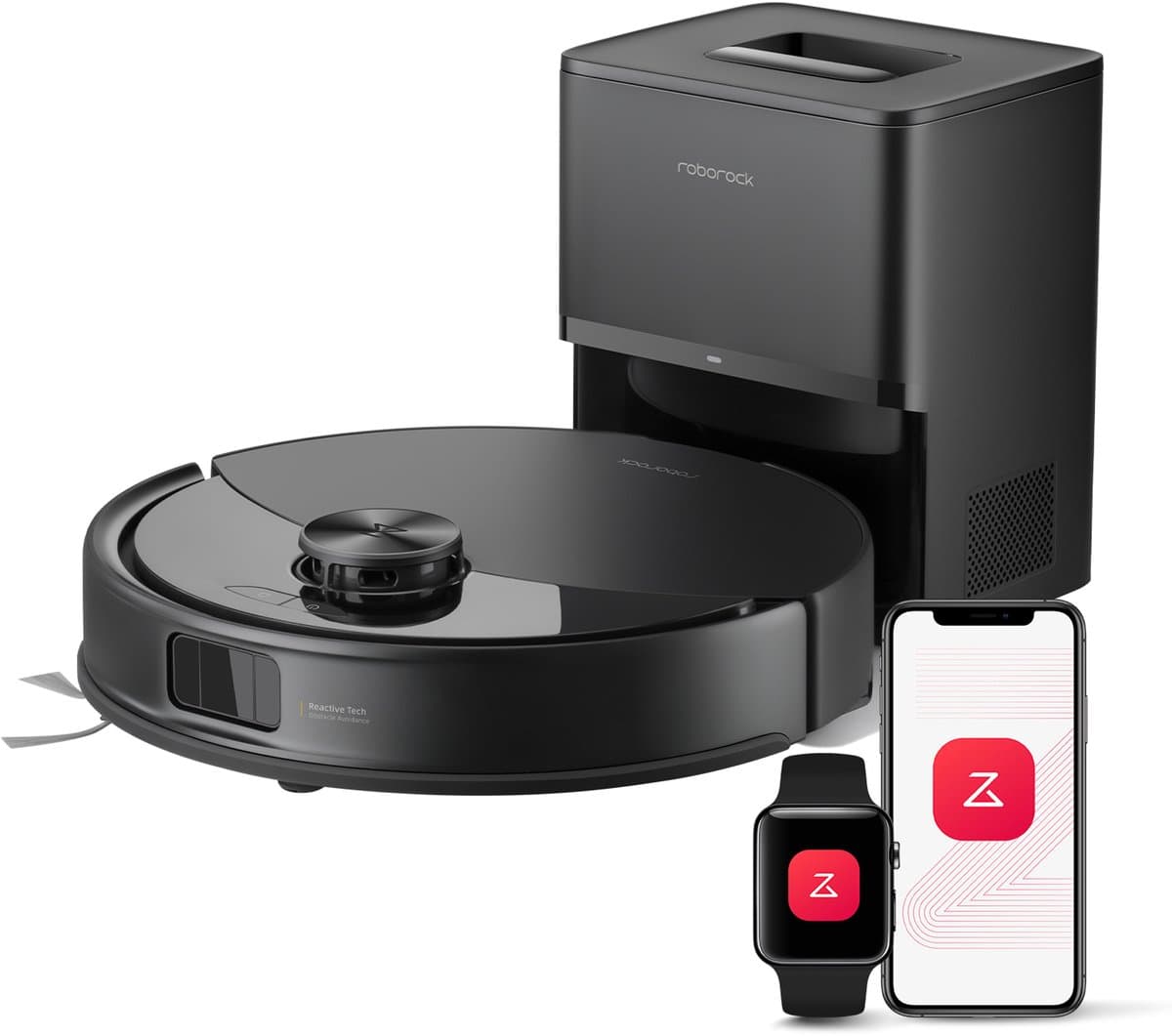 Roborock Q10 S5+ Robotstofzuiger en Dweil met Zelflediging-Zuigkracht van 10000 Pa-Vibrerende dweilpads-Handsfree Reinigen tot 7 Weken-Dubbel Anti-klitontwerp-Automatisch dweilen-Obstakelvermijding-Zwart-S8 Plus Upgrade — afbeelding 1