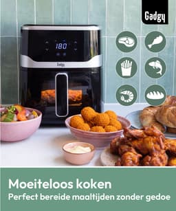 Gadgy Airfryer 5L met Kijkvenster – 1400W – Digitale Heteluchtfriteuse – 7 Voorgeprogrammeerde Programma’s – Touchscreen – Tot 200°C – Gezond Frituren Zonder Olie — thumbnail 2
