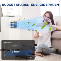 3-in-1 Mobiele airco - 9000 BTU - Draagbare airconditioner - 3-in-1 koelen, ventilator en luchtontvochtiger - geschikt voor ruimte tot 28 m² - met afstandsbediening en 24-uurs timer - LED-display - wit — thumbnail 6
