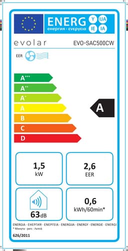 Evolar Mobiele Split Airco voor Caravan / Camper - 3-in-1 - 5000BTU - WiFi - Geen Gecertificeerde Installatie Vereist - EVO-SAC500CW — thumbnail 2
