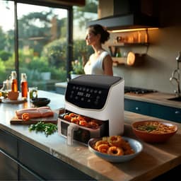 AG Airfryer XXL Premium - Wit- Luchtfriteuse - Anti-aanbak - Tot 8 personen- Vaatwasserbestendig - Met Receptenboek - Extreem Stil- Snelkooktechnologie - Digitaal Display - Tot 200°C - 8 Voorgeprogrammeerde standen. 7.5L — thumbnail 12