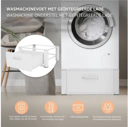 Wasmachine Verhoger - Wasmachine Verhoger met Lade - Wasmachine Sokkel Met Laadcapaciteit tot 150 KG - Wasmachine Kast - Wasmachine Ombouw – Wasmachineverhoger - 63 x 54 cm - Wit — thumbnail 3