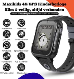 Maxikids Smartwatch Kinderen - GPS Horloge Kind Met Simkaart - GPS Tracker Kind - Kinder Smartwatch - Smartwatch Android - 4G - Stappenteller - Videobellen - HD Camera - SOS-Knop - Whatsapp en SMS - Elke Polsmaat - Gratis weekplanner - Gratis eBook — thumbnail 2