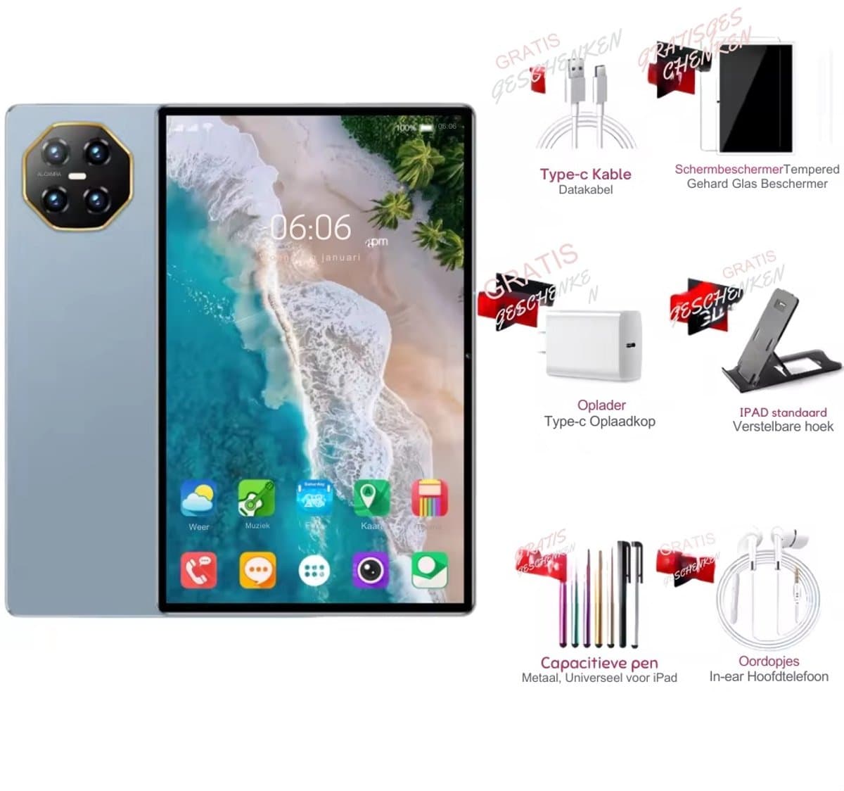 Pad 8 Pro Snapdragon 8gen2 Android Tablet 11Inch Hd 16GB 1TB 12000 Mah 5G Dual Sim Wifi Tafels Pc - Blue — afbeelding 1