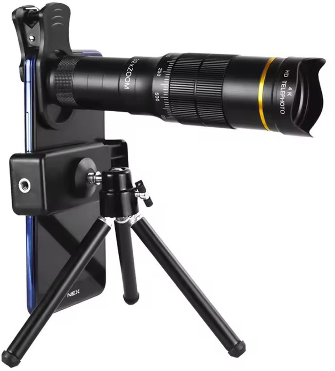 32X Mobiele Telefoon Camera Telelens – 3-in-1 Zoom Telescoop met Macro, Fish Eye & Wide Angle Lens – Universeel voor iPhone & Android Smartphones — afbeelding 1
