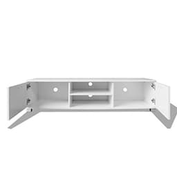 Moderne TV-tafel met 2 Etages en Deuren - Wit Glanzend 140 x 40,3 x 34,7 cm — thumbnail 4