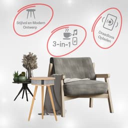 Doppler Barista SoundTable – 3-in-1 Bluetooth Speaker Tafeltje met Wireless Charging & Houten Design – Lichtbruin — thumbnail 4