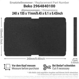 Wasdroger filter - 6 stuks - Geschikt voor beko wasdroger filter 2964840100 - sponsfilter - geschikt voor Blomberg - Grundig Droger verdamper schuim filter - 24*15cm — thumbnail 8