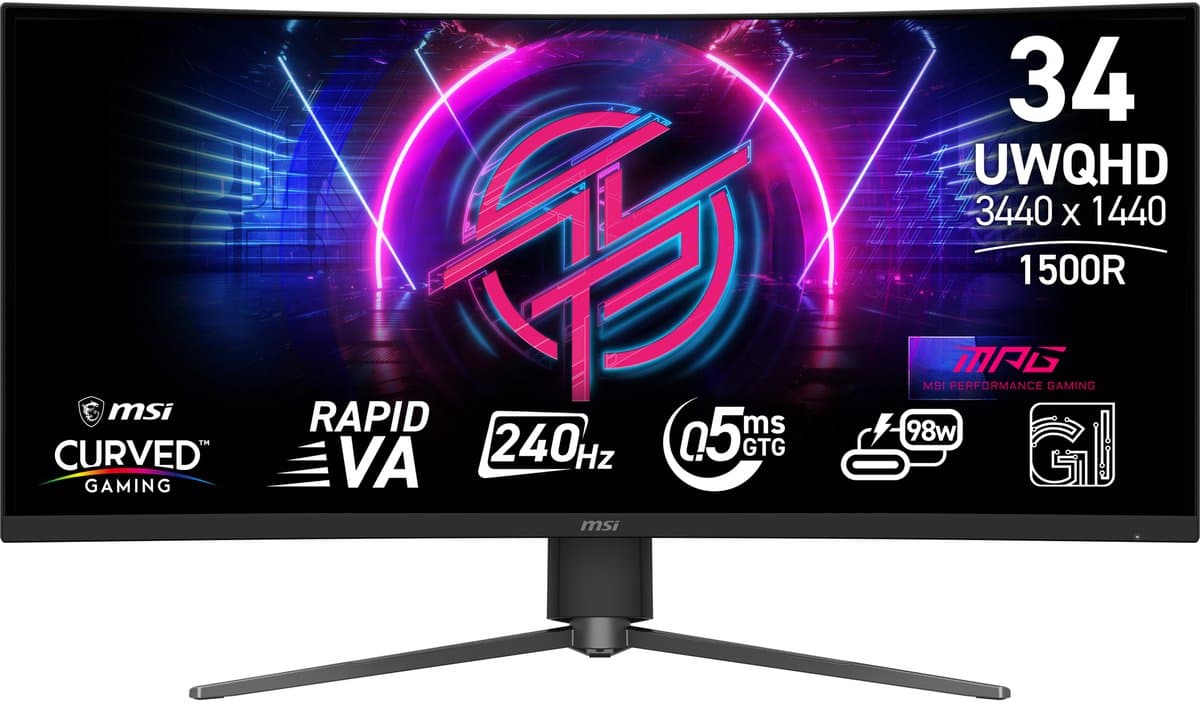 MSI MPG 346CQRF X24 - QHD Ultrawide Gaming Monitor - USB-C 96w - HDMI 2.1 - 240hz - 34 inch — afbeelding 1