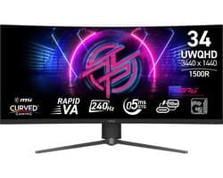 MSI MPG 346CQRF X24 - QHD Ultrawide Gaming Monitor - USB-C 96w - HDMI 2.1 - 240hz - 34 inch