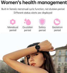 Smartwatch voor Dames 1.19inch AMOLED - Hartslagmeter - Stappenteller - Slaapmonitor - Multisport - Compatibel met Android en iOS - Waterproof - ZWART - Staal Band — thumbnail 11
