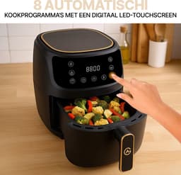 AG5100 Airfryer XXL Premium Zwart – 5,5L Hete Luchtfriteuse – Digitaal Display – 8 Programma’s – Anti-aanbak – Vaatwasserbestendig – Extreem Stil – Gezond Koken Zonder Olie – Inclusief Receptenboek — thumbnail 16