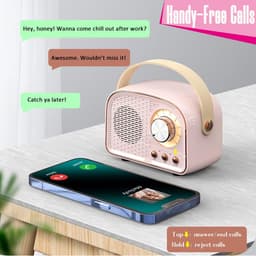 Retro Vintage Radio Bluetooth Speaker - Draadloze Stereo Speaker met FM Radio - Vintage Design - Bluetooth 5.0 Draadloze Speaker voor Kristalhelder Geluid - Perfect voor Thuis & Buiten - Roze — thumbnail 3