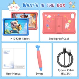 TABWEE K10 Tablet - 10.1 Inch FHD - 12GB RAM - 64GB ROM - SD 2TB - 5000 mAh - Android 15 - WiFi 6 - uitstekend cadeau voor kinderen - Roze — thumbnail 5