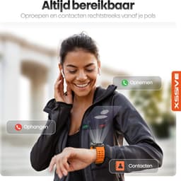 Xssive - Smartwatch - 47 mm - Titanium Zwart - AMOLED - IP68 Waterdicht - Smartwatch Heren - Oranje — thumbnail 11