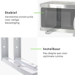 Magnetron Beugel Wit - Magnetron Beugels - Ophang Steunen - Ophangbeugel - Magnetron Ophangen - Verstelbare Wandmontage - Max 40 kg - Ruimtebesparend - Inclusief EBOOK — thumbnail 2
