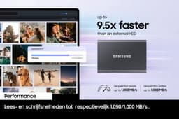 Samsung Portable T7 - Externe SSD - USB C 3.2 - Inclusief USB C en USB A kabel - Geschikt voor iPhone USB C - 1 TB - Grijs — thumbnail 8