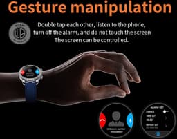 WizBay Premium Select® Smartwatch 1.52 Inch AMOLED - Bellen - Wireless Charging - Kompas - Hartslag O2 en Bloeddruk - Multi Sport - Zilver - Zwart Lederen Band extra Zwarte TPU Band — thumbnail 14